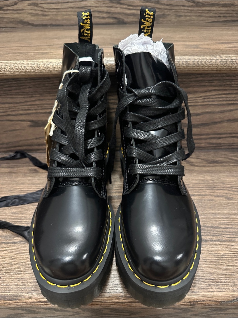 Dr. Martens Molly Leather Black Platform Lace-Up Boots - Picture 13 of 16